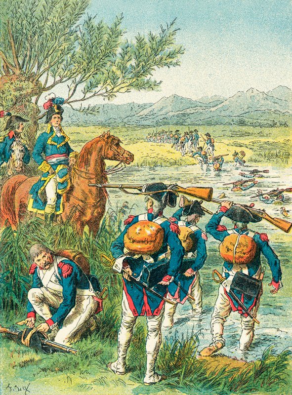 Zürichin taistelu - Lintzin ylittäminen tekijältä Frederic Theodore Lix