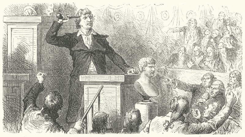 Jean-Paul Marat kansalliskonventin tribüünissä 1792 tekijältä Frederic Theodore after Lix