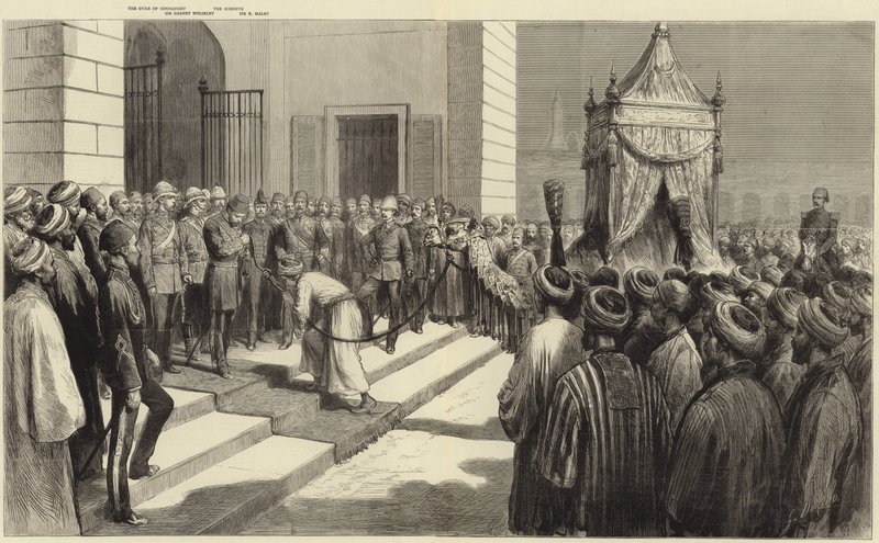 Khedive tervehti pyhää mattoa Kairossa ennen sen lähettämistä Mekkaan tekijältä Frederic Villiers