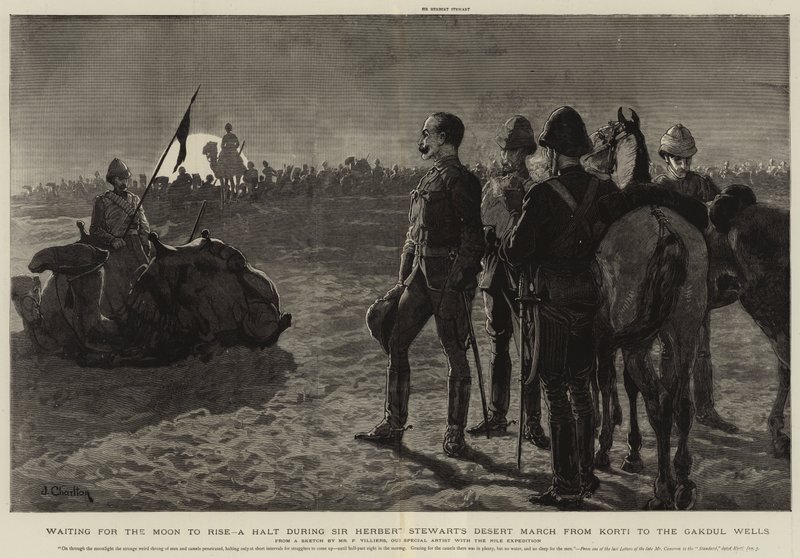 Kuun nousua odotellessa, pysähdys Sir Herbert Stewartin aavikkomarssin aikana Kortista Gakdul Wellsiin tekijältä Frederic Villiers