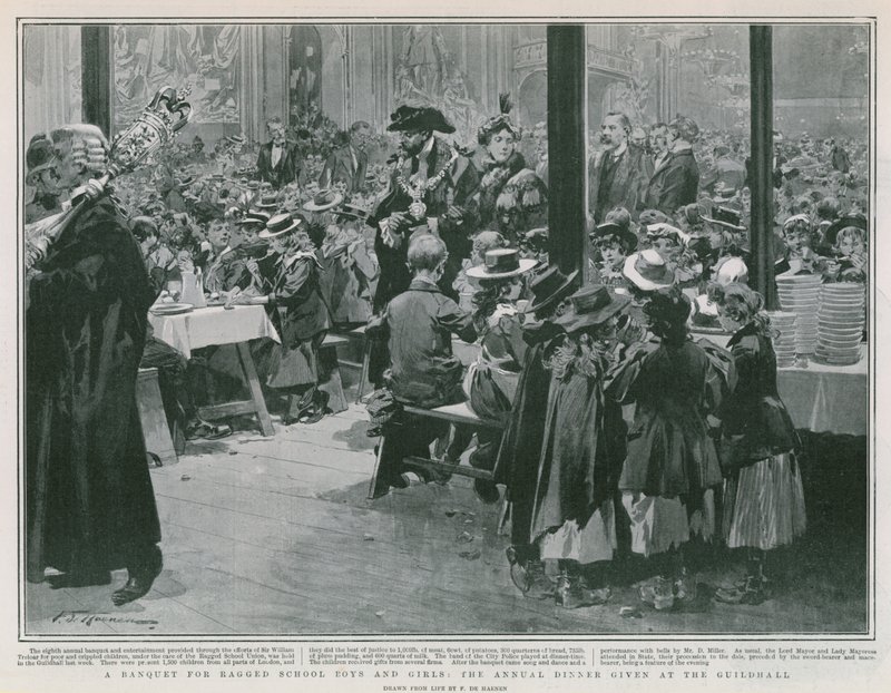 Juhla Ragged School -pojille ja -tytöille (litho) tekijältä Frederic de Haenen