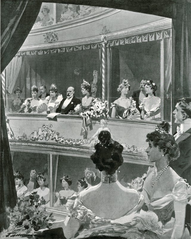 Kuningas Edward VII ja perhe Covent Gardenissa tekijältä Frederic de Haenen