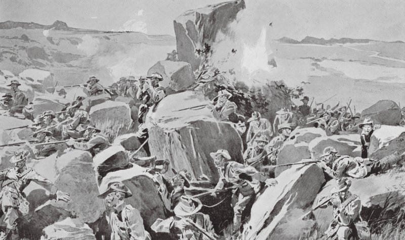 Kaupungin keisarilliset vapaaehtoiset toiminnassa (litografia) tekijältä Frederic de Haenen