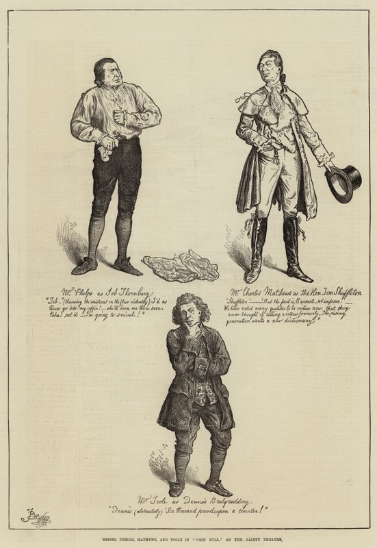 Messers Phelps, Mathews ja Toole John Bullissa Gaiety-teatterissa tekijältä Frederick Barnard