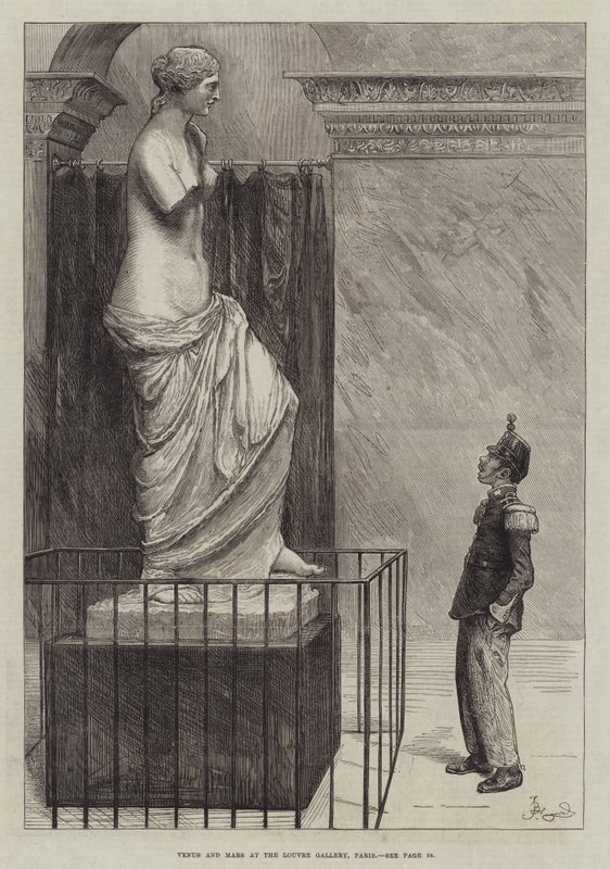 Venus ja Mars Louvre-galleriassa Pariisissa tekijältä Frederick Barnard