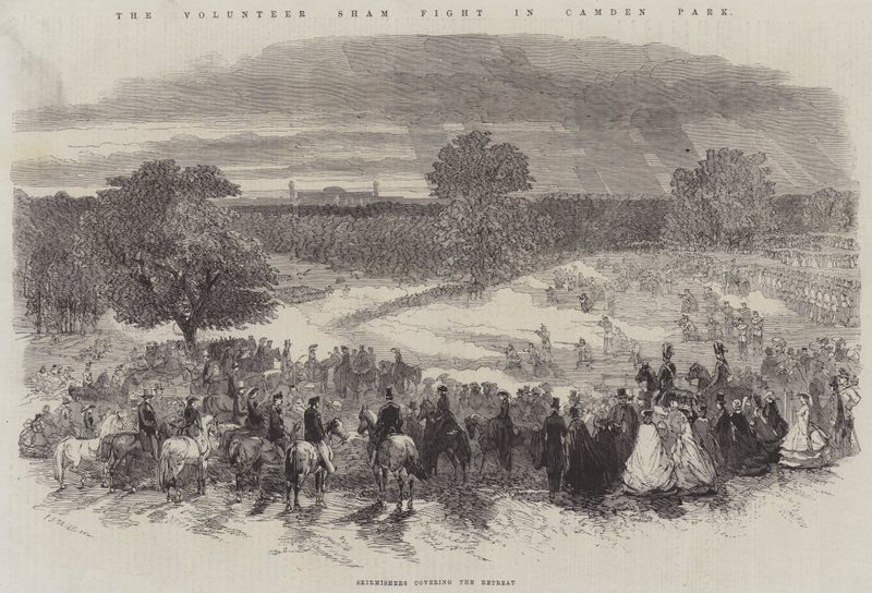 Volunteer Sham Fight Camden Parkissa, Skirmishers peittää Retreat tekijältä Frederick John Skill