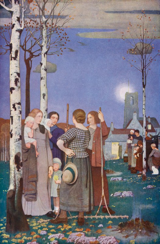 Suuren varjon päivinä (värilitografia) tekijältä Frederick Cayley Robinson