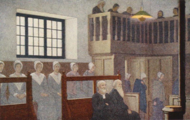 Kveekaripyhimykset: (värilitografia). tekijältä Frederick Cayley Robinson