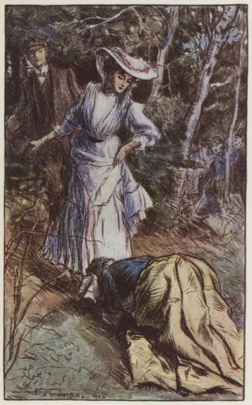 Rudyard Kiplingin kuvitus Heille (väri litho) tekijältä Frederick Henry Townsend