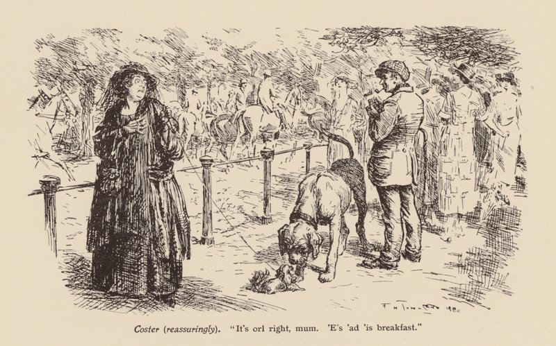 "Kaikki on hyvin, äiti. E on syönyt aamiaisensa" (litterointi). tekijältä Frederick Henry Townsend