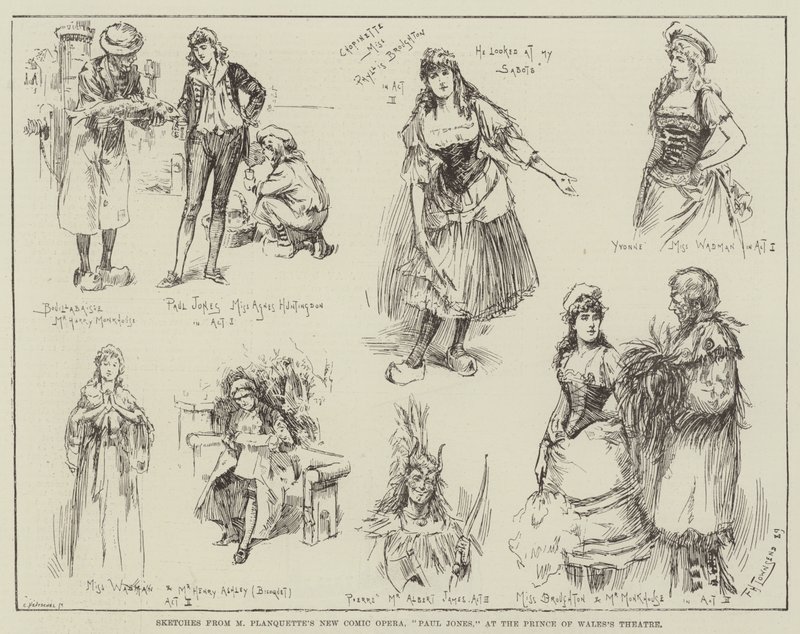 Sketsejä M Planquetten uudesta komediallisesta oopperasta Paul Jones Walesin prinssi-teatterissa. tekijältä Frederick Henry Townsend