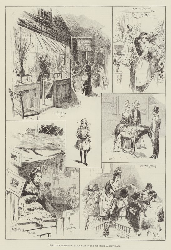 Irlannin näyttely, Fancy Fair Old Irish Market-Place -torilla tekijältä Frederick Henry Townsend