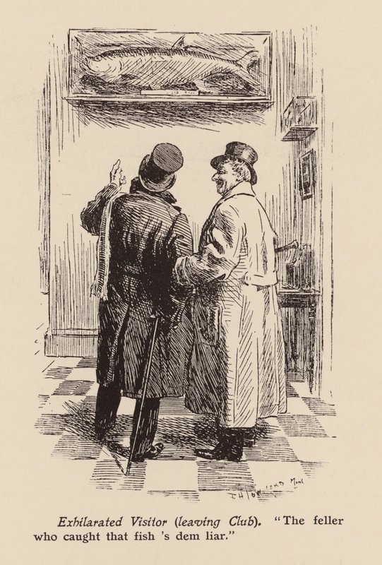 "Se kaveri, joka sai tuon kalan, on valehtelija" (litografia) tekijältä Frederick Henry Townsend