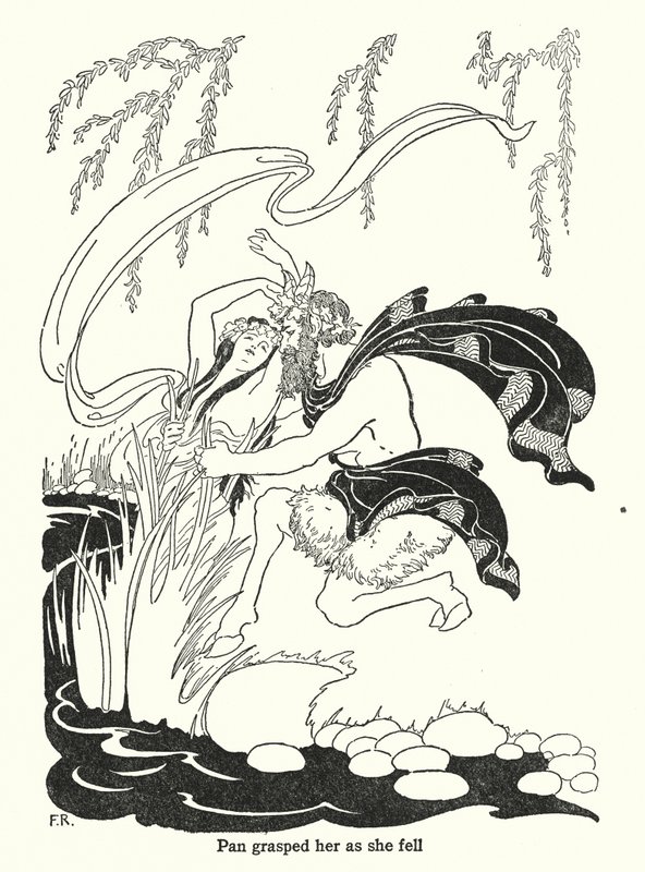 Pan tarttui häneen, kun hän kaatui (litografia) tekijältä Frederick Richardson