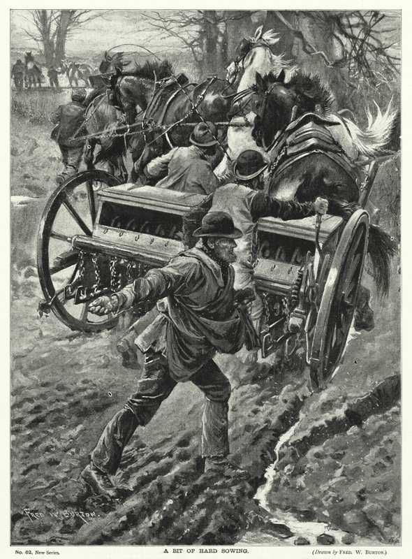 Hieman kovaa kylvöä (litho) tekijältä Frederick William (after) Burton