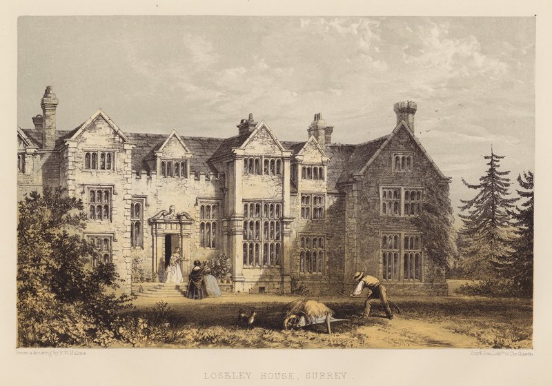 Loseley House, Surrey (akvatinta) tekijältä Frederick William Hulme