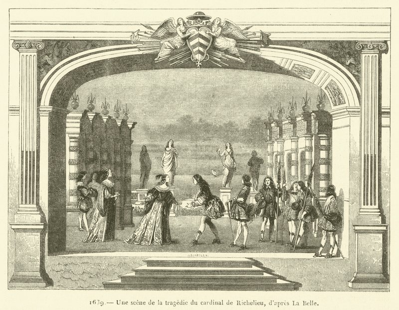 1639, kohtaus kardinaali de Richelieun tragediasta tekijältä French School