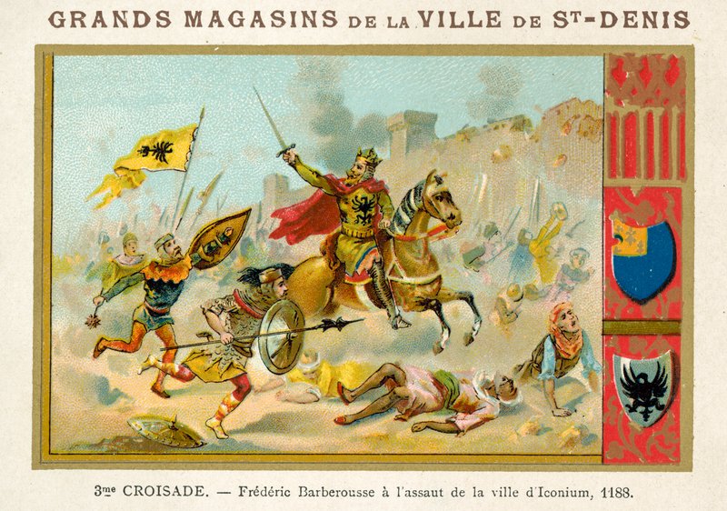 Frederick Barbarossa hyökkäyksessä Iconiumin kaupunkiin, 3. ristiretki, 1188 tekijältä French School