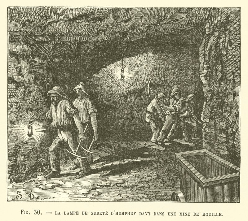 DHumphry Davy -turvalamppu hiilikaivoksessa tekijältä French School
