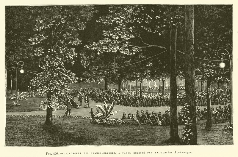 Concert Des Champs-Elysees, Pariisissa, sähkövalolla tekijältä French School