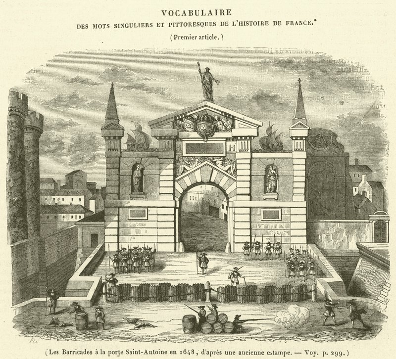 Barrikadit Porte Saint-Antoinen kaupungissa vuonna 1648 tekijältä French School