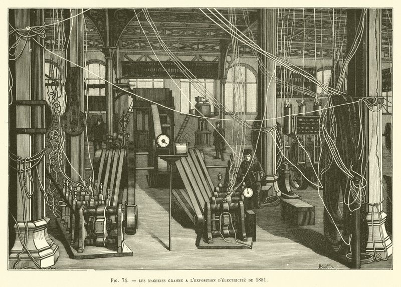 Gramme-koneet vuoden 1881 sähkönäyttelyssä tekijältä French School