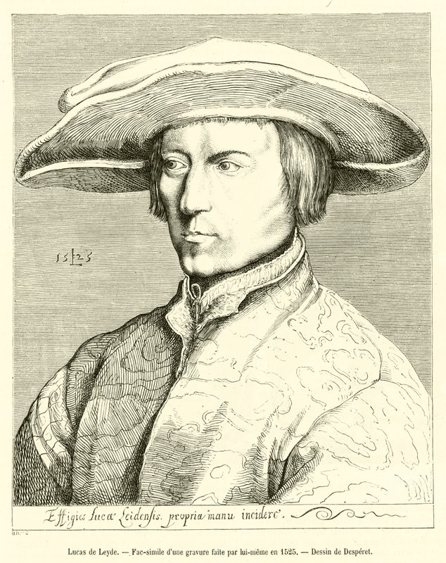 Lucas de Leyde, faksimile itse tekemästä kaiverruksesta vuonna 1525 tekijältä French School