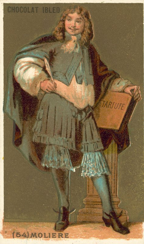 Moliere, ranskalainen näytelmäkirjailija ja näyttelijä (chromolitho) tekijältä French School
