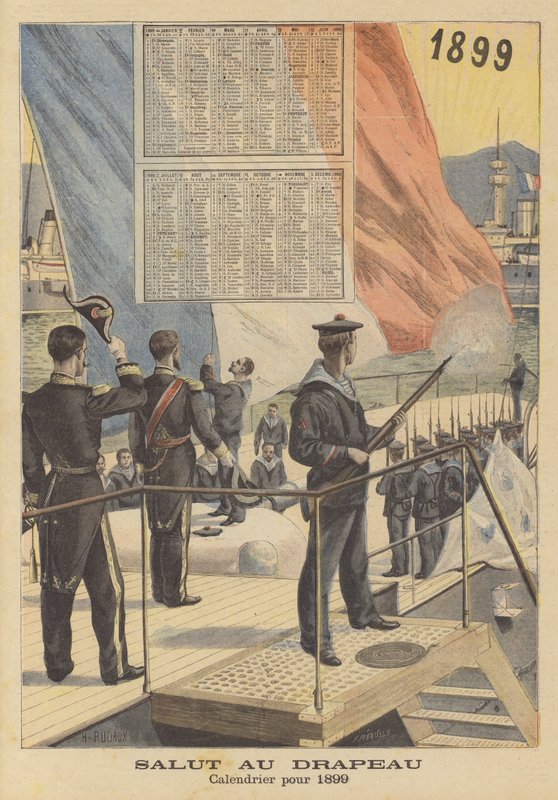 Tervehdys lipulle. Kalenteri vuodelle 1899 tekijältä French School