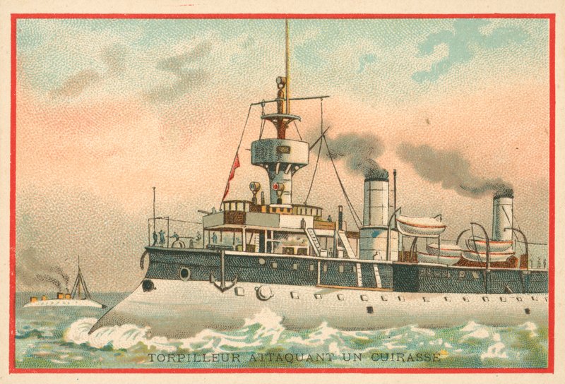 Torpedovene hyökkäämässä taistelulaivaan tekijältä French School