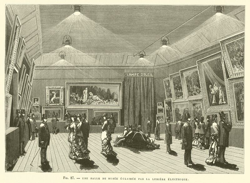 Sähkövalolla valaistu museohuone tekijältä French School