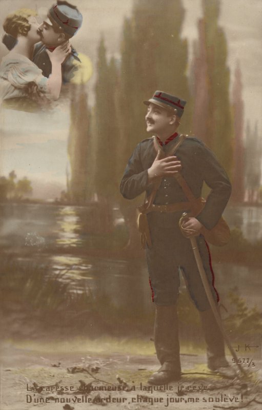 Sotilas kuvittelee hänen ja hänen rakkautensa suutelevan (sävytetty kuva) tekijältä French Photographer