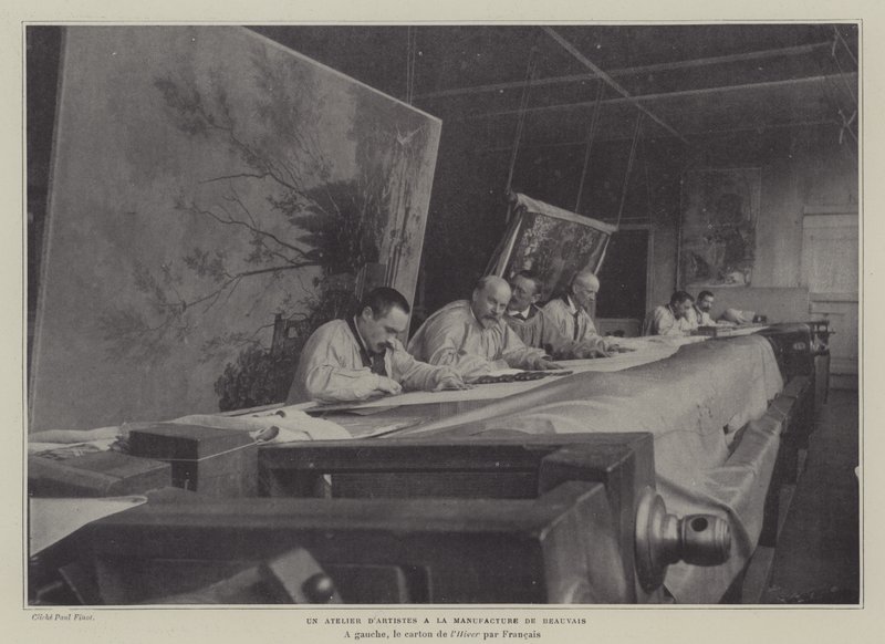 Taiteilijoiden työpaja Beauvais Tapestry Manufacturessa, Ranskassa (m/v kuva) tekijältä French Photographer