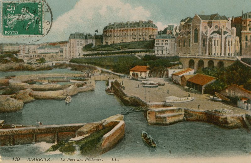 Biarritz, Kalastajien satama. Postikortti lähetetty 25. lokakuuta 1913. tekijältä French Photographer