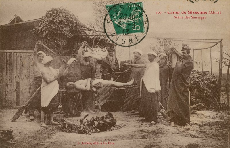 Leiri Sissonnessa, Aisnessa, Ranskassa. Postikortti lähetetty 1913. tekijältä French Photographer