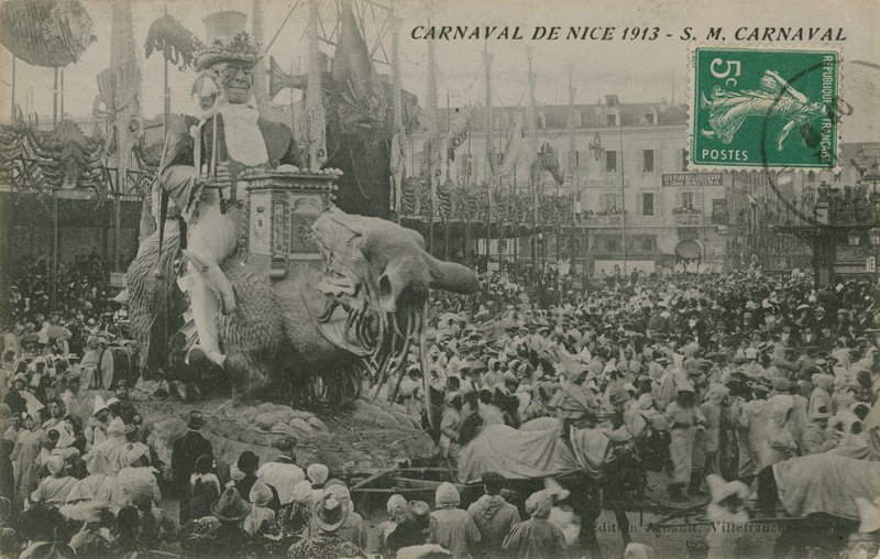 Carnaval de Nizza 1913. Postikortti lähetetty 1913. tekijältä French Photographer