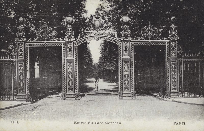 Sisäänkäynti, Parc Monceau, Pariisi (m/w kuva) tekijältä French Photographer