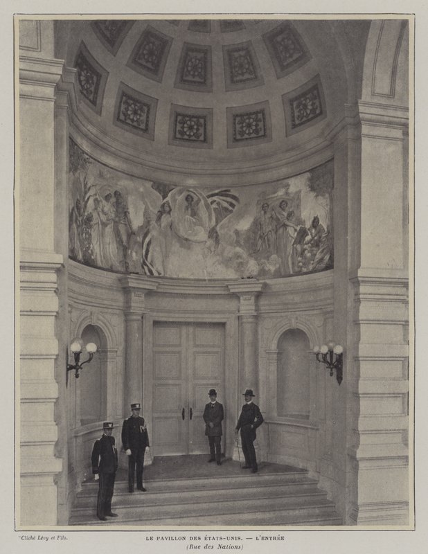 Sisäänkäynti amerikkalaiseen paviljonkiin, Exposition Universelle 1900, Pariisi (m/v kuva) tekijältä French Photographer