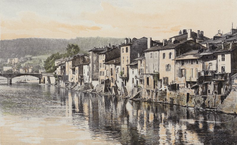Epinal, Vanhoja taloja Quai Rualmenilillä, Moselin rannalla tekijältä French Photographer