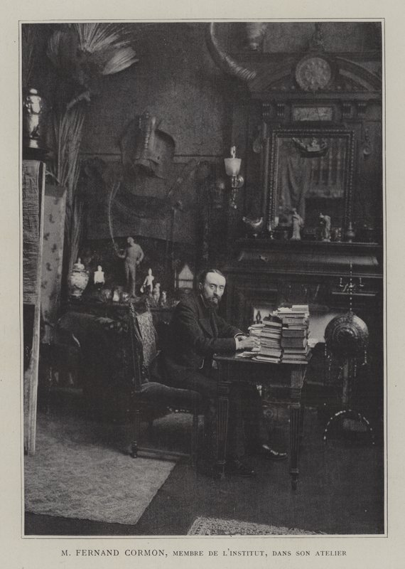 Ranskalainen taidemaalari Fernand Cormon studiossaan (värilitho) tekijältä French Photographer