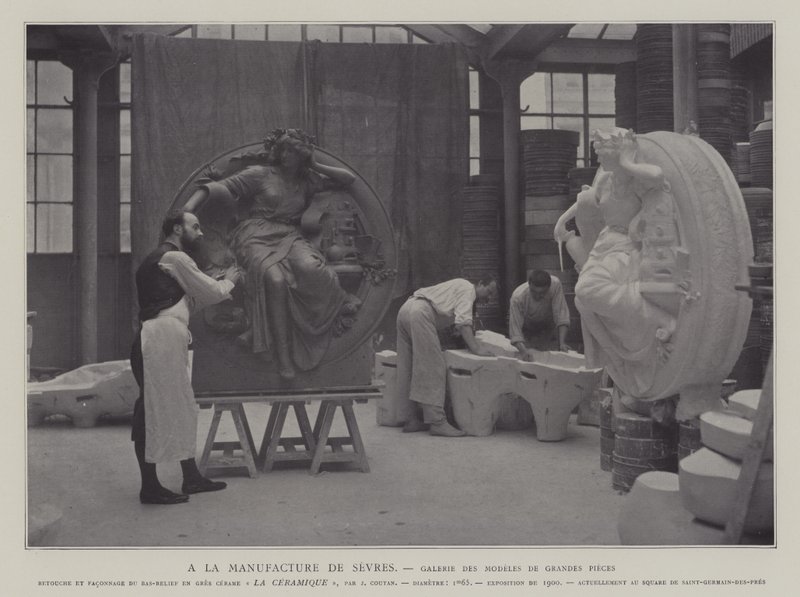 Gallery of large pieces at the Sevres porcelain factory, France (b/w photo)   1049864   fi       finnish Successfully Translated  Original: Design for Mahogany Inlay Writing Table for George M. Nowell Translat: Design for Mahogany Inlay Writing Table for G tekijältä French Photographer