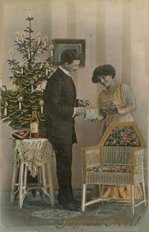 Hyvää joulua postikortti lähetetty vuonna 1913 (käsinvärinen kuva) tekijältä French Photographer