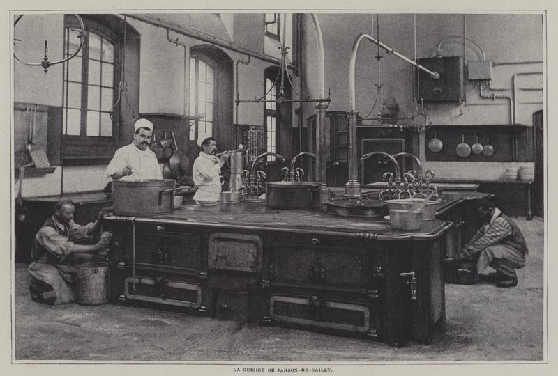Lycee Janson-de-Saillyn keittiö, Pariisi (m/v kuva) tekijältä French Photographer
