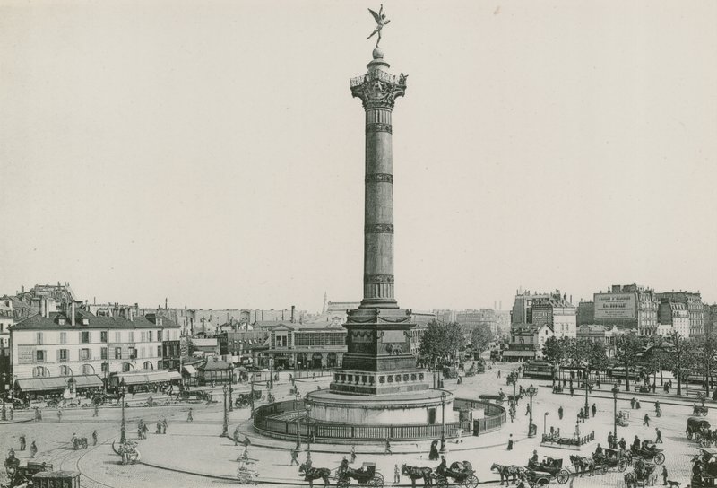 La Colonne de Juillet, Place de la Bastille, Heinäkuun pylväs, Bastillen paikka (valokuvakaiverrus) tekijältä French Photographer