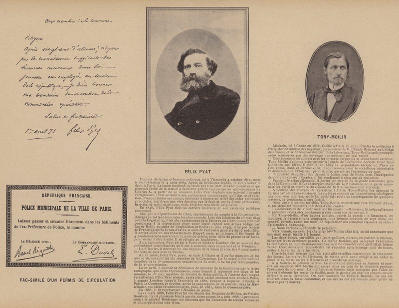 Pariisin kommuuni, telekopio kiertoluvasta, Felix Pyat, Tony-Moilin (m/v kuva) tekijältä French Photographer