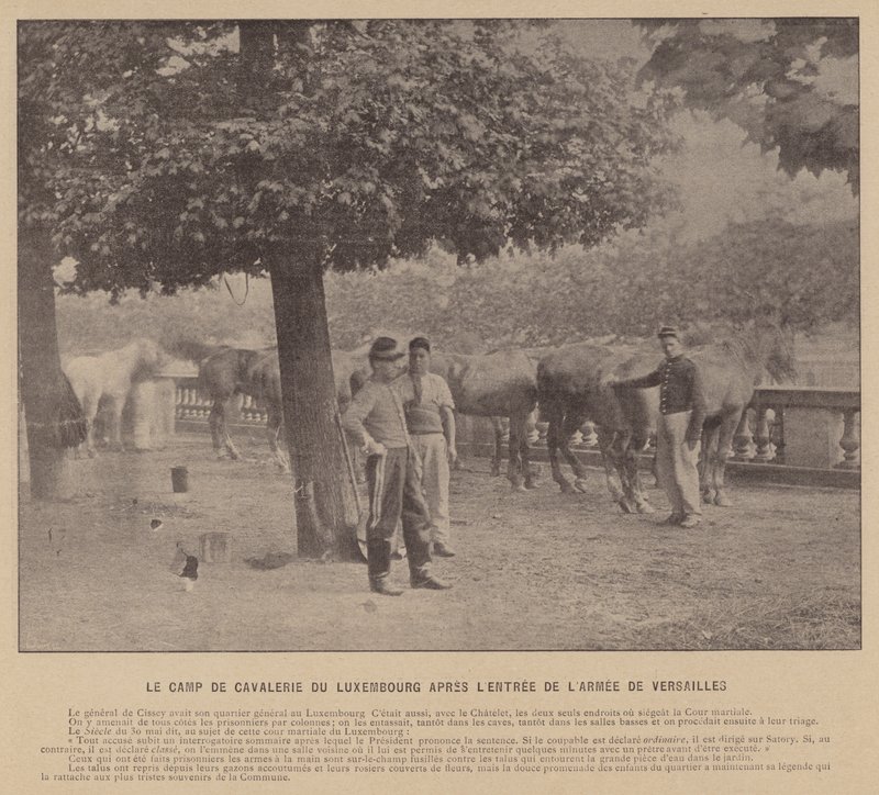 Pariisin kommuuni, Luxemburgin ratsuväen leiri Versaillesin armeijan tulon jälkeen (m/v kuva) tekijältä French Photographer