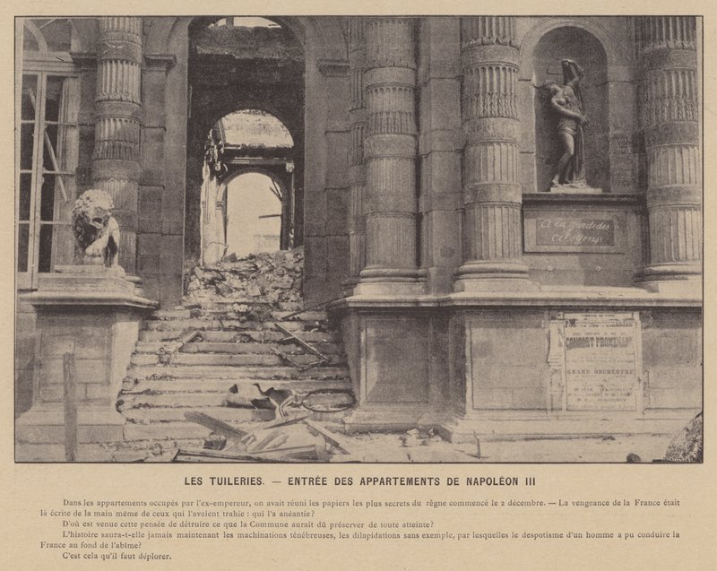 Pariisin kommuuni, Tuileries, Napoleon III:n huoneistojen sisäänkäynti (m/v kuva) tekijältä French Photographer
