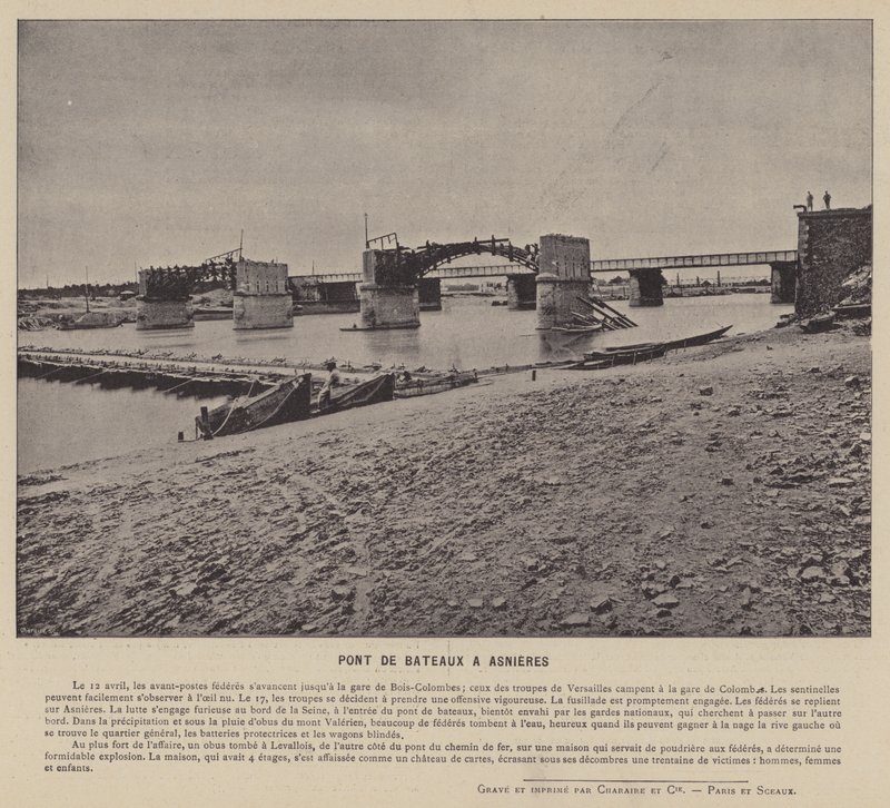 Pariisin kunta, Pont De Bateaux At Asnieres (m/w kuva) tekijältä French Photographer