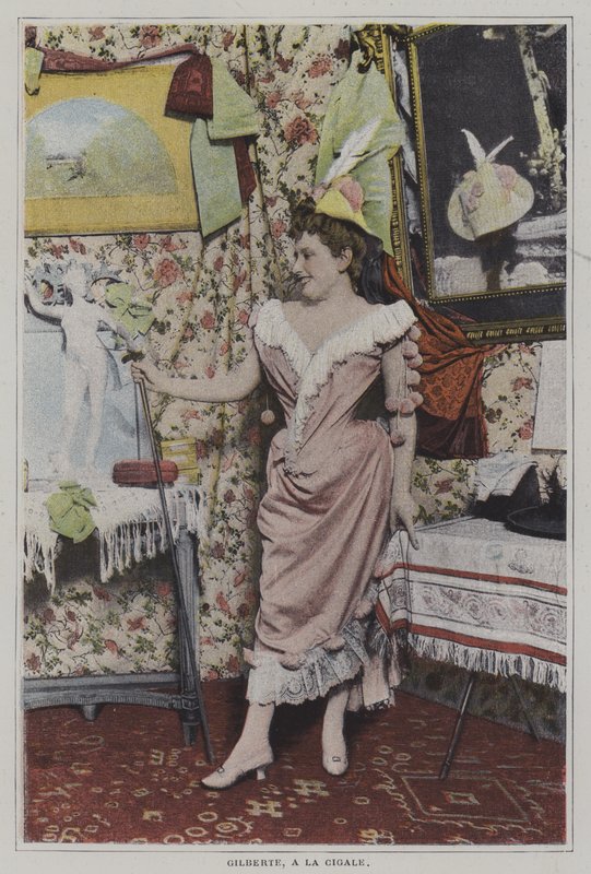 Mademoiselle Gilberte, ranskalainen laulaja La Cigalessa, Pariisissa (värikuva) tekijältä French Photographer