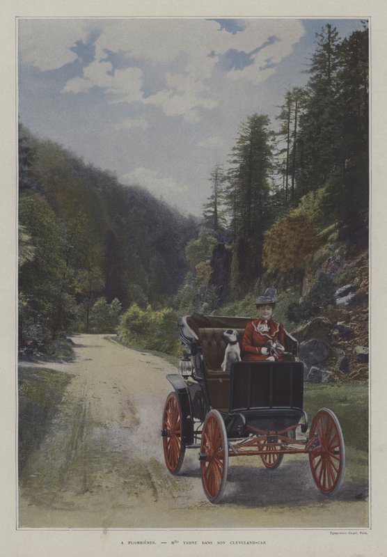 Mademoiselle Yahne Cleveland-autossaan Plombieres-les-Bainsissa, Ranskassa (värikuva) tekijältä French Photographer